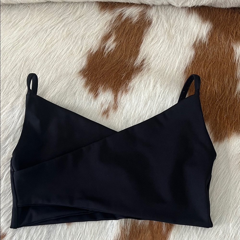 Crossover black dance top. Five Dance wear, size Youth XL.